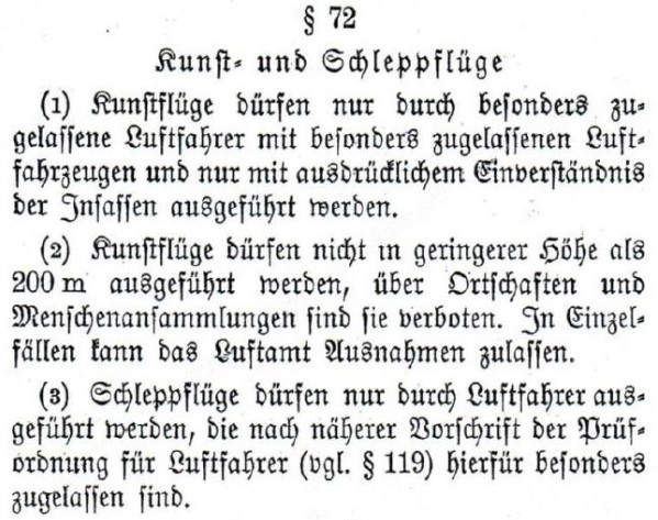 SKF Reichsluftfahrtgesetz 1936 Kunstflug